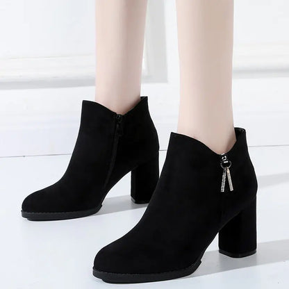 Elegant Suede Ankle Boots for Women - Winter 2022