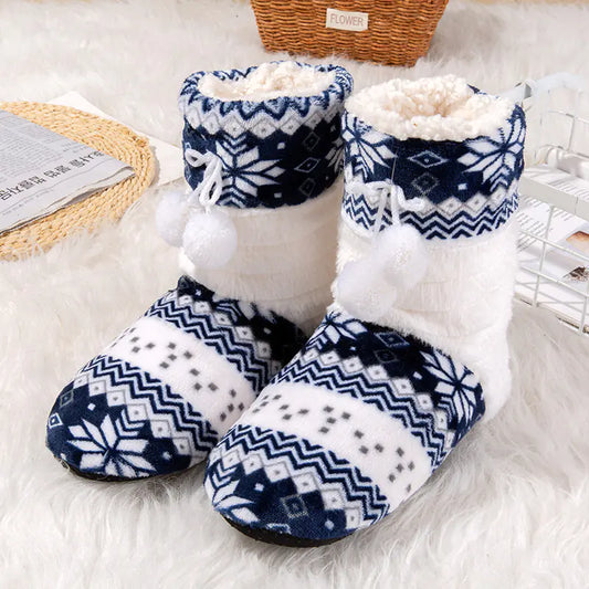 2018 Winter Floral Long Cotton Boots for Women