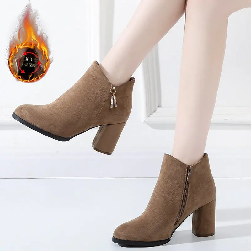Elegant Suede Ankle Boots for Women - Winter 2022
