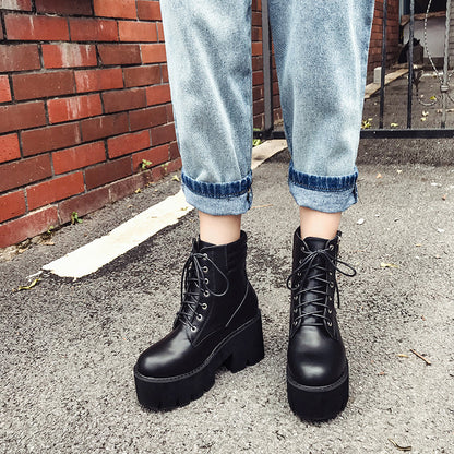 Fashionable Sexy Chunky Heel Martin Boots for Women