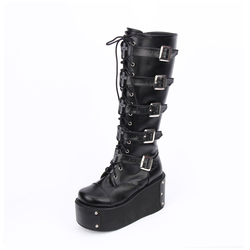 PUNK High-Top Platform Boots for Women 7008