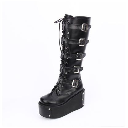 PUNK High-Top Platform Boots for Women 7008