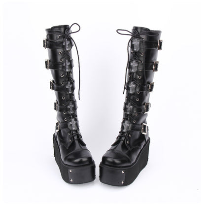 PUNK High-Top Platform Boots for Women 7008