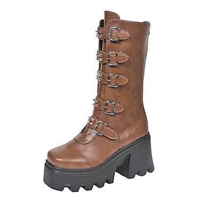 Medium Tube Thick-soled Martin Boots for Women