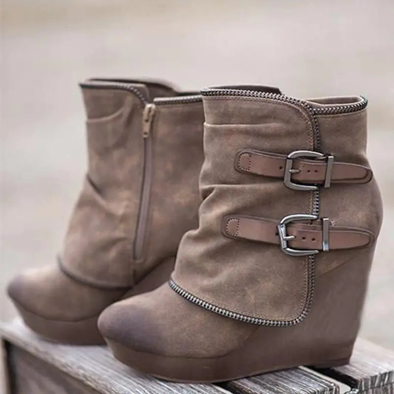 Wedge Heel Platform Booties for Women - Winter Style