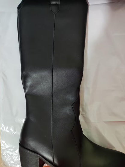 Pointy-toed Chunky Knight High Boots for Women