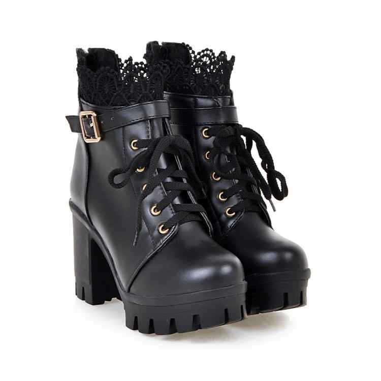 Lace-up High Heel Martens Boots for Women