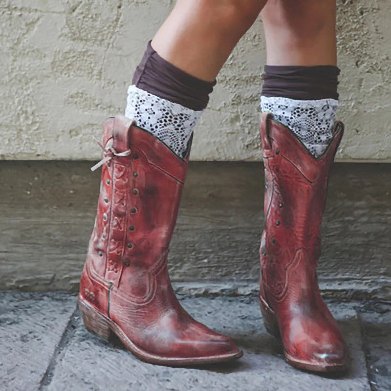 Plus Size Mid-Tube Knight Boots for Women