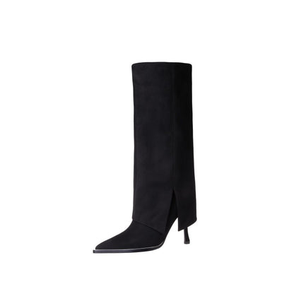 Pointed Side Zipper High Stiletto Boots for Women