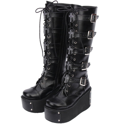 PUNK High-Top Platform Boots for Women 7008