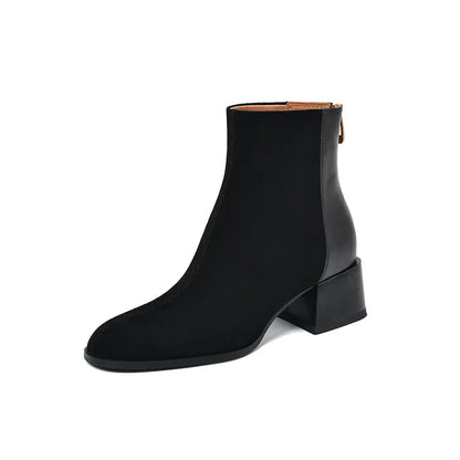 Vintage Style Chunky Heeled Ankle Boots for Women