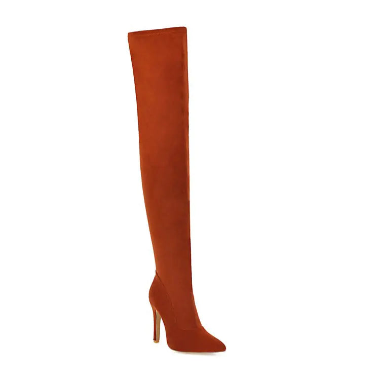 Vintage Over Knee High Heel Pointed Toe Boots for Women