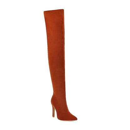 Vintage Over Knee High Heel Pointed Toe Boots for Women