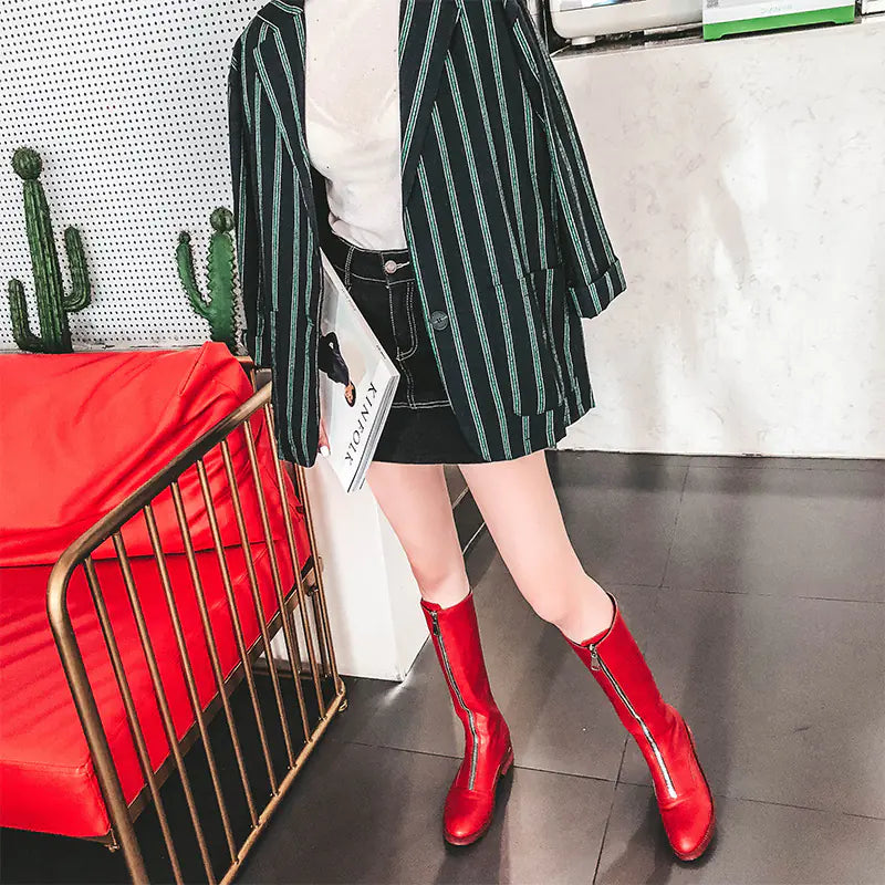 Versatile Chunky Heel Mid-Calf Boots for Women