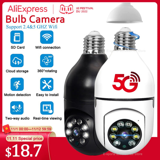 5G WIFI E27 Bulb Surveillance Camera