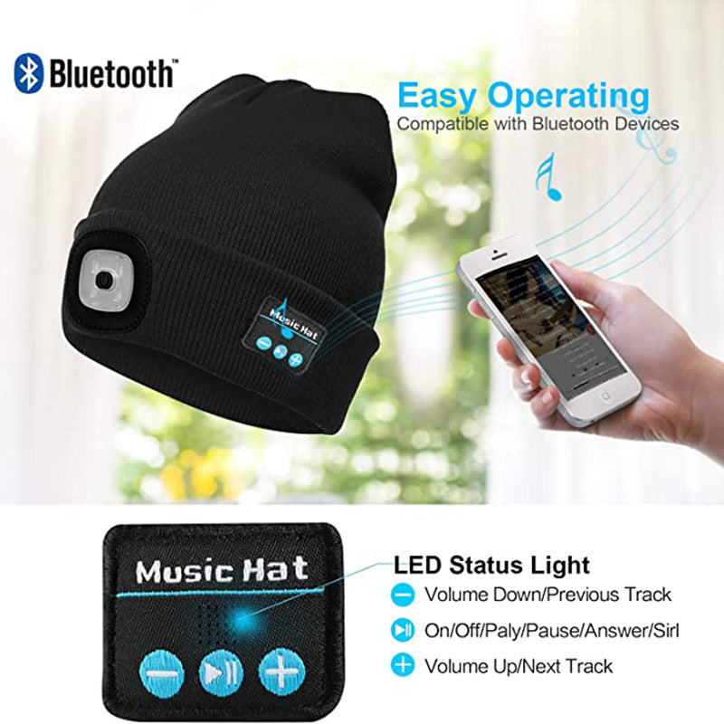 LED Hat With Stereo Headset