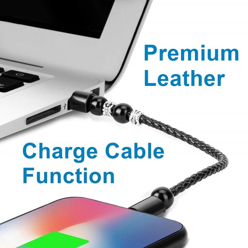 Leather Portable USB Type C and Micro Bracelet Phone Charger