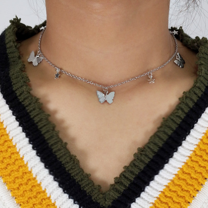 Multilayer Pendant Butterfly Necklace